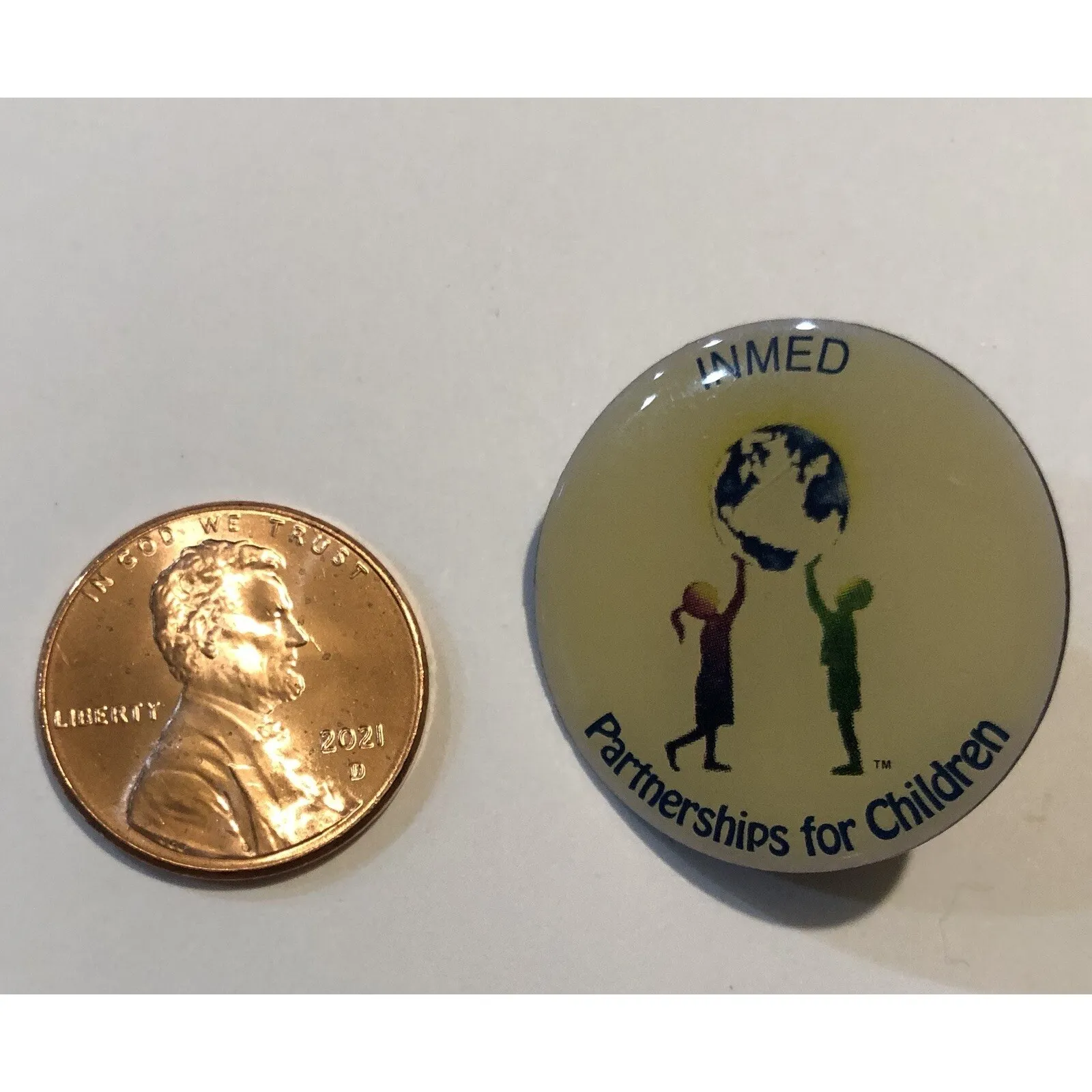 Vintage INMED Pin INMED‎ Partnership For Children Pin, Rare Pin Children Globe - Image 3