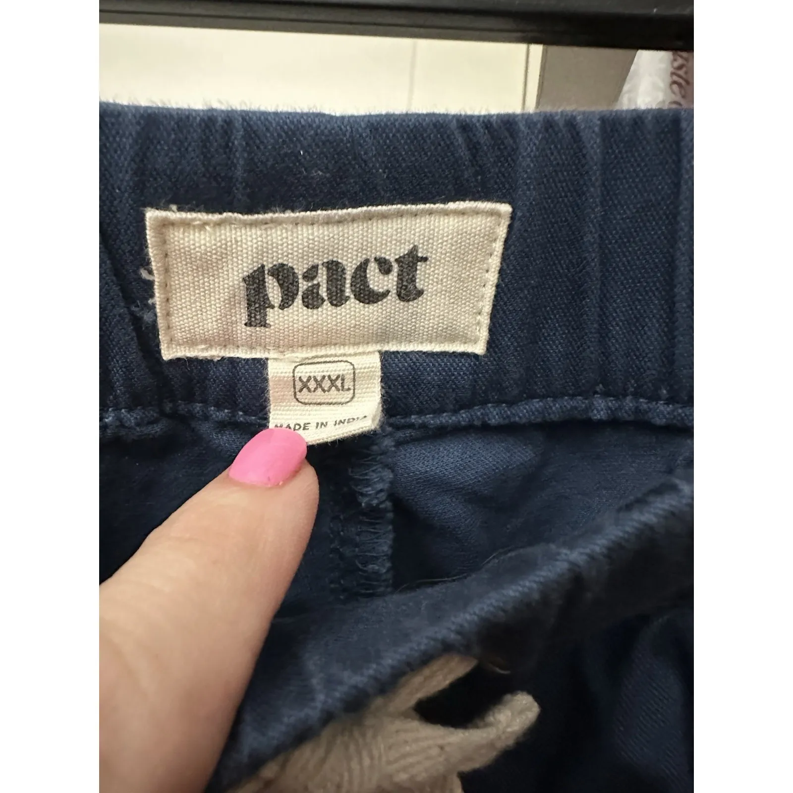 PACT Women's Pants XXXL 3XL Blue Daily Twill Crop Drawstring Pockets #P8-6 - Image 2
