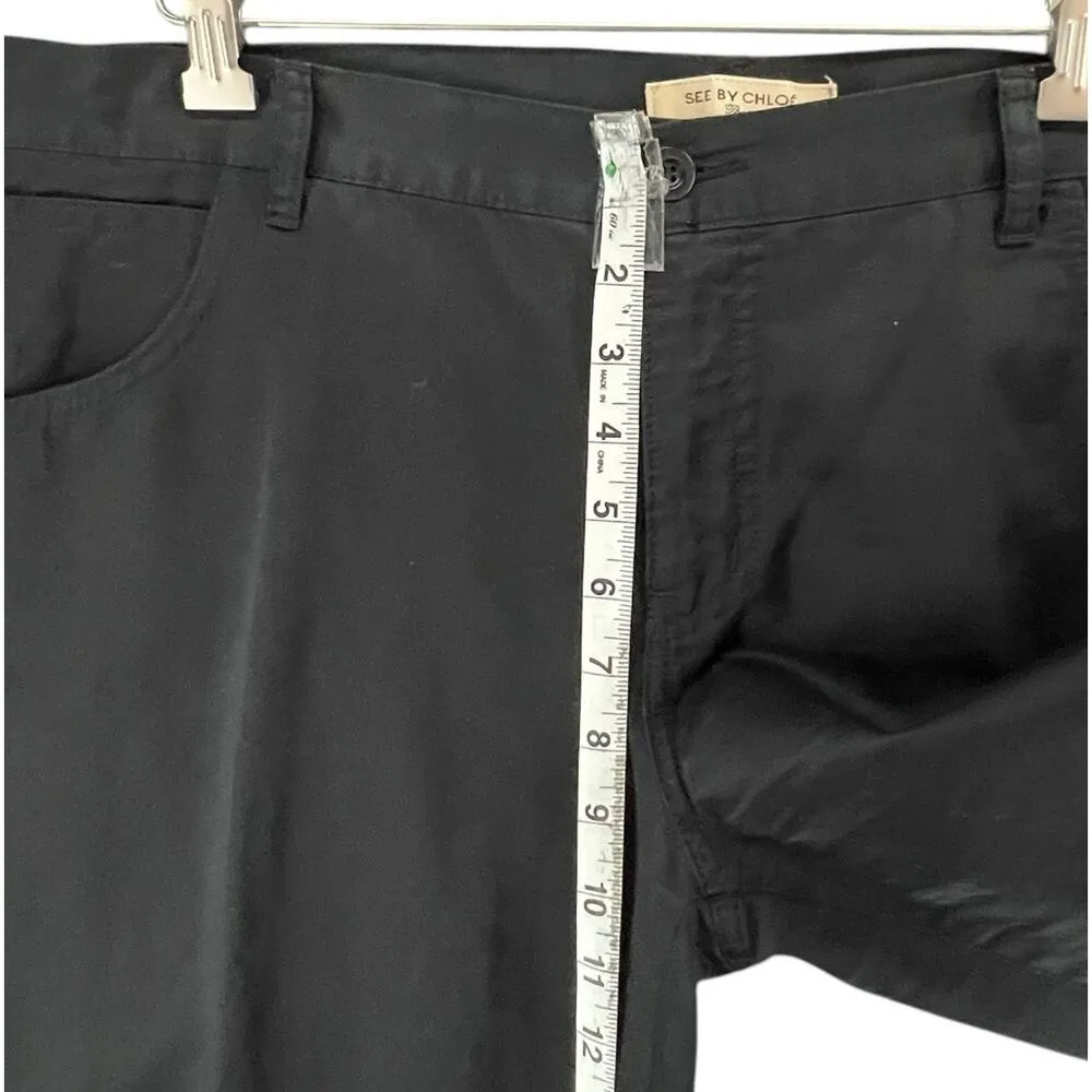 See By Chloe Chino Pants Womens 34 Black Wide Leg Cotton Linen Casual Modern - Image 6
