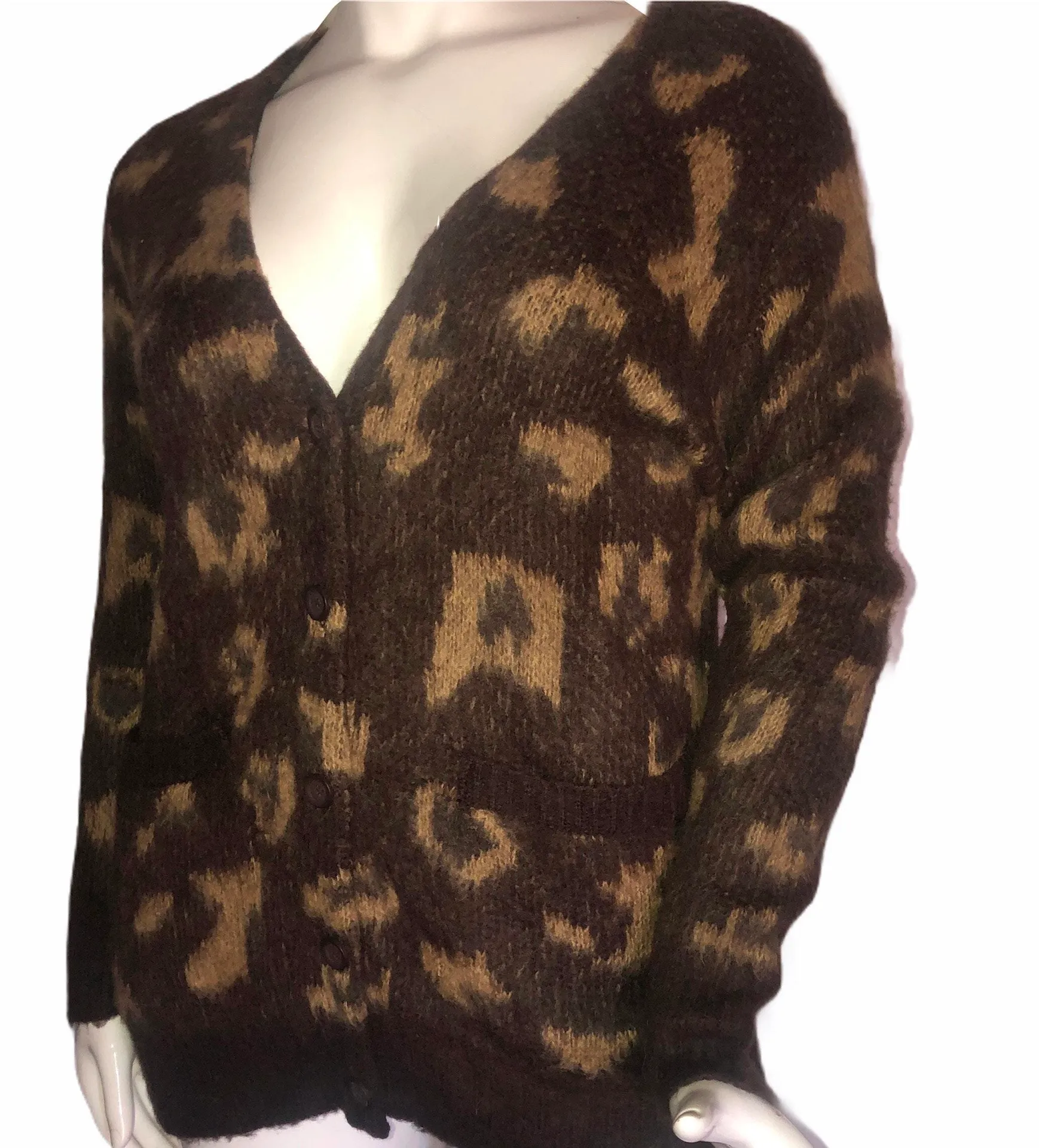 Leopard Print V Neck Cardigan - Image 2