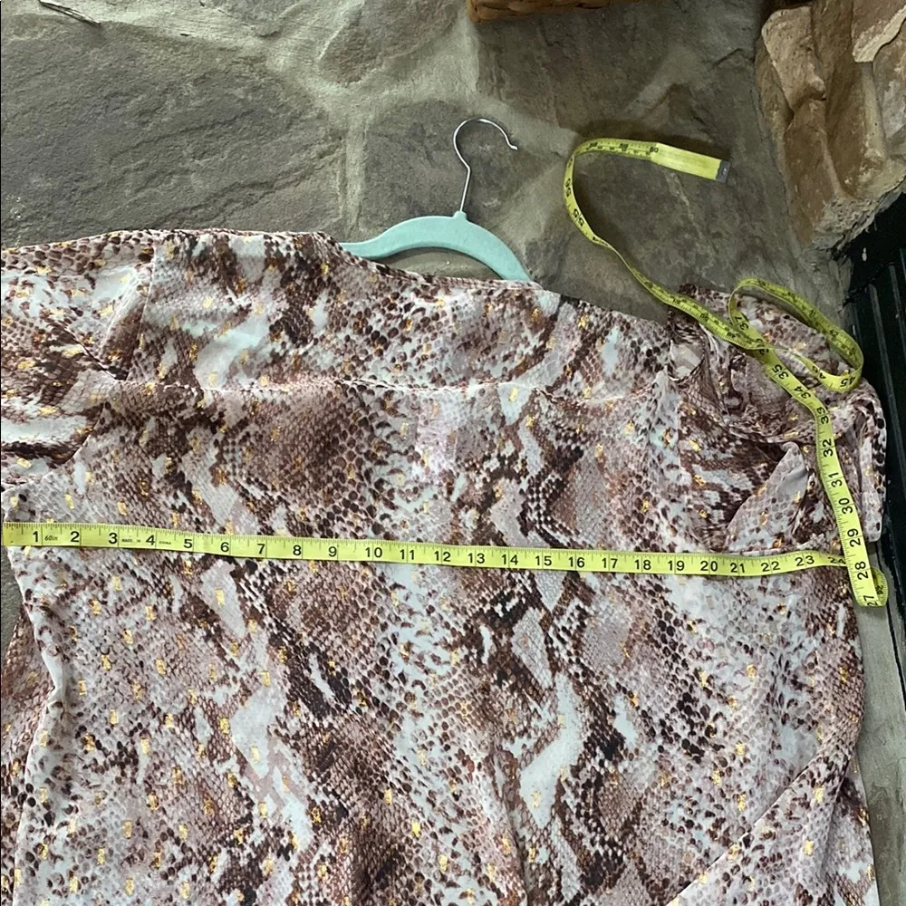 Plum Wine Burgundy metallic gold L/XL open front snakeprint cardigan duster - Image 7