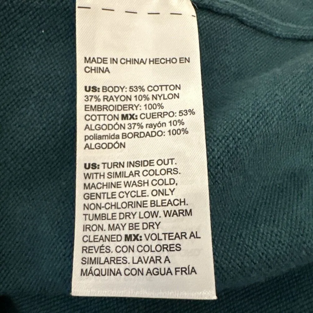 Chico's Womens Soutache Cardigan Sweater Size 2 Large Peacock Teal Cotton - Image 8