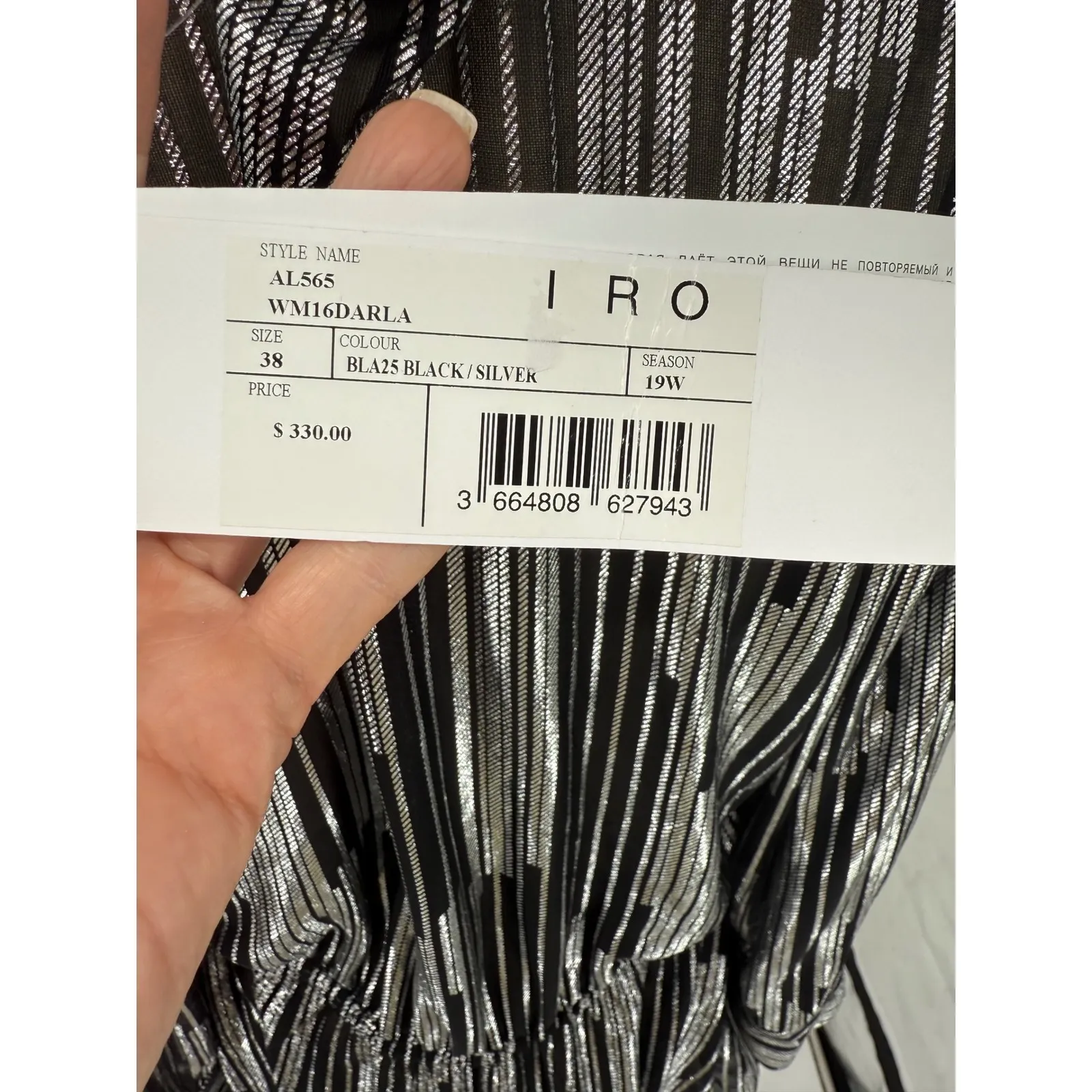 NWT IRO PARIS Darla Metallic Printed Jersey
Blouse Black Silver sz38 Medium $330 - Image 6
