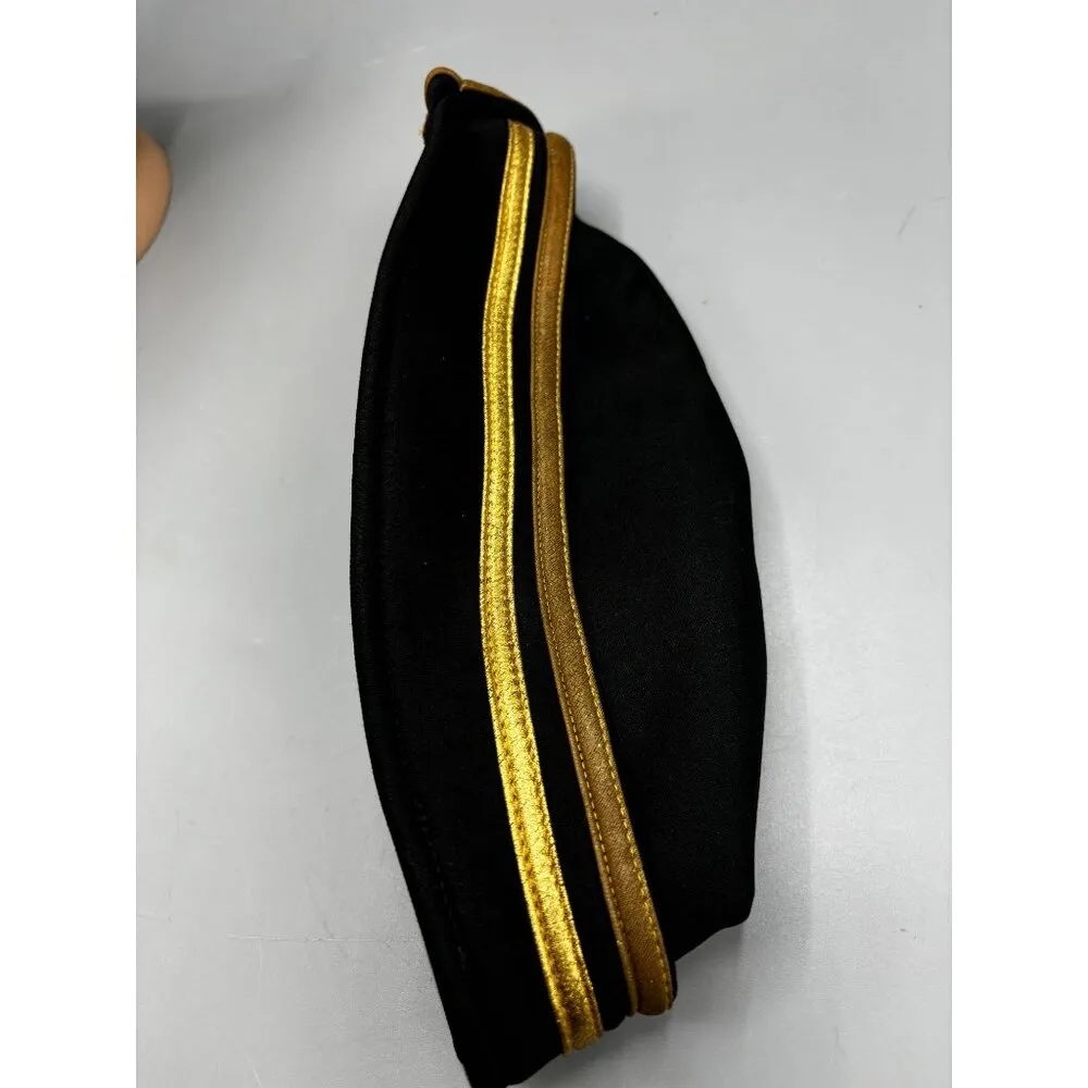 Vintage Black & Gold Striped Hat Cap Pin up military Airline - Image 8