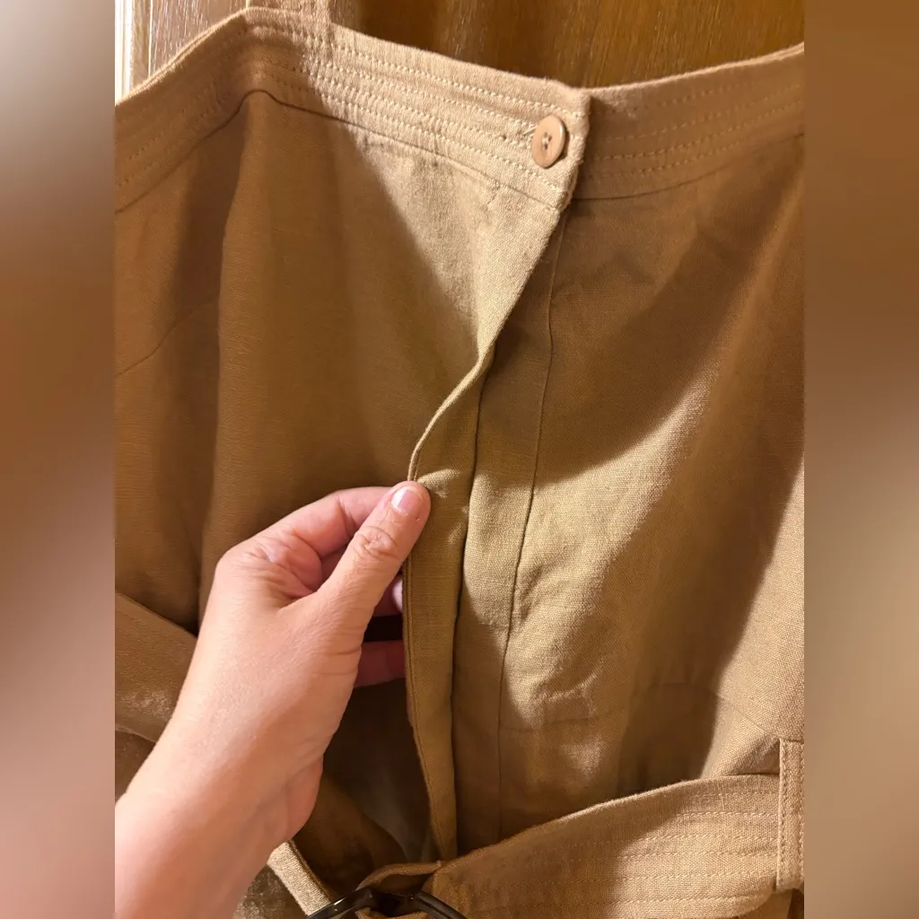 NWT Jonathan Simkhai Yara Linen Belted Romper in Tan Size XL - Image 12