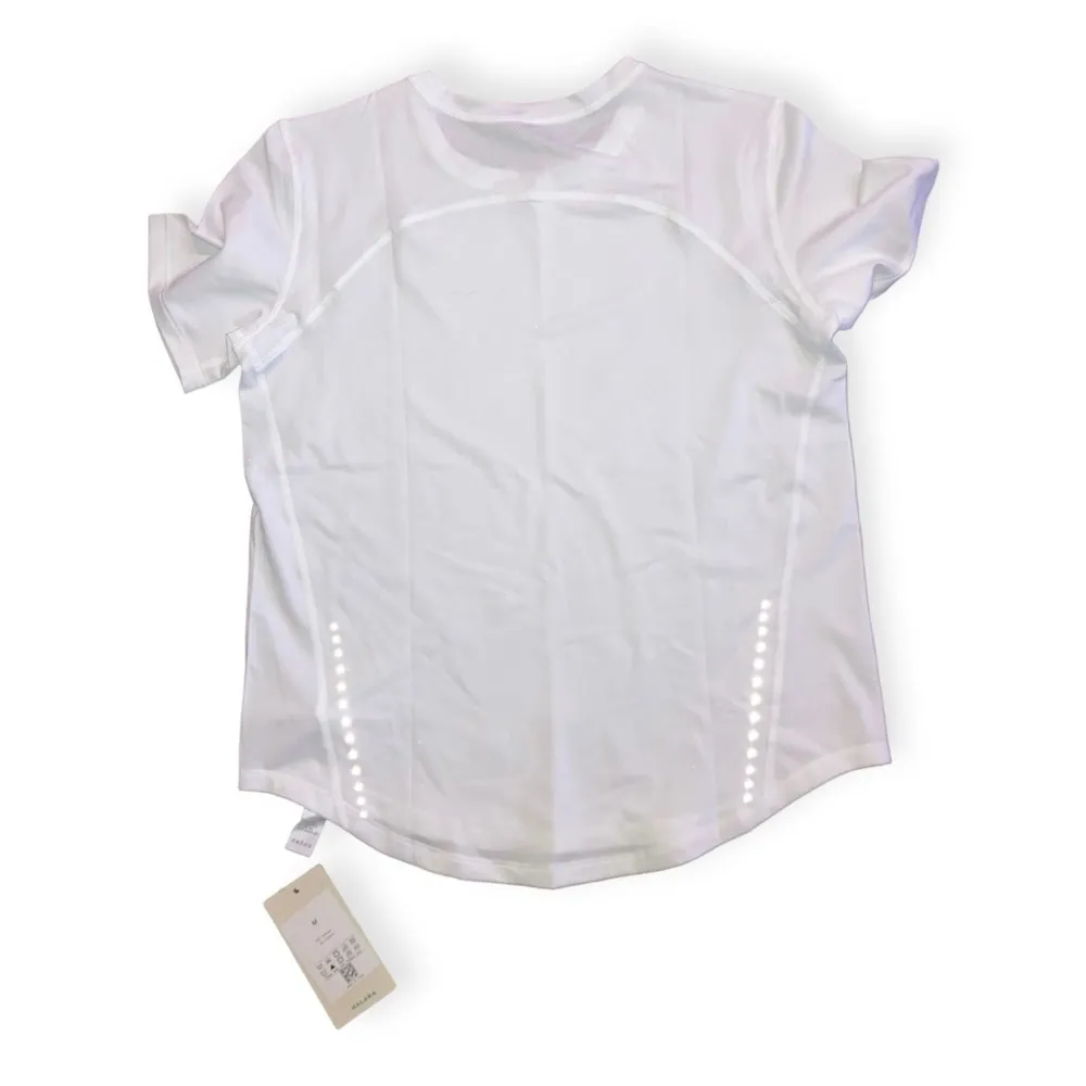 Halara Womens White “Reflective Short Sleeve Curved Hem Yoga Sports Top” - Image 3