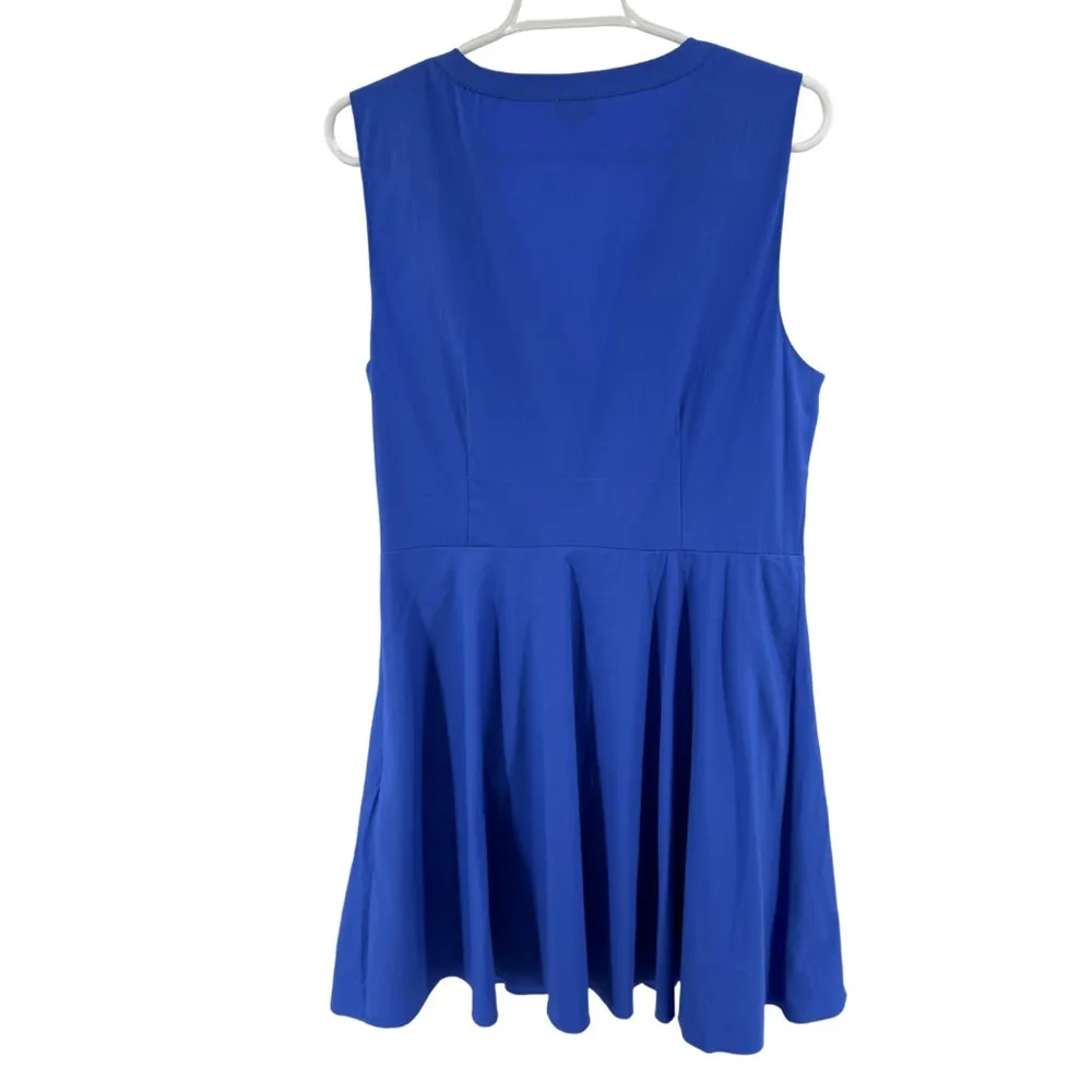 Daniel Cremieux Blue Sheath tie front Dress Crew Neck Sleeveless 12 knee length - Image 2