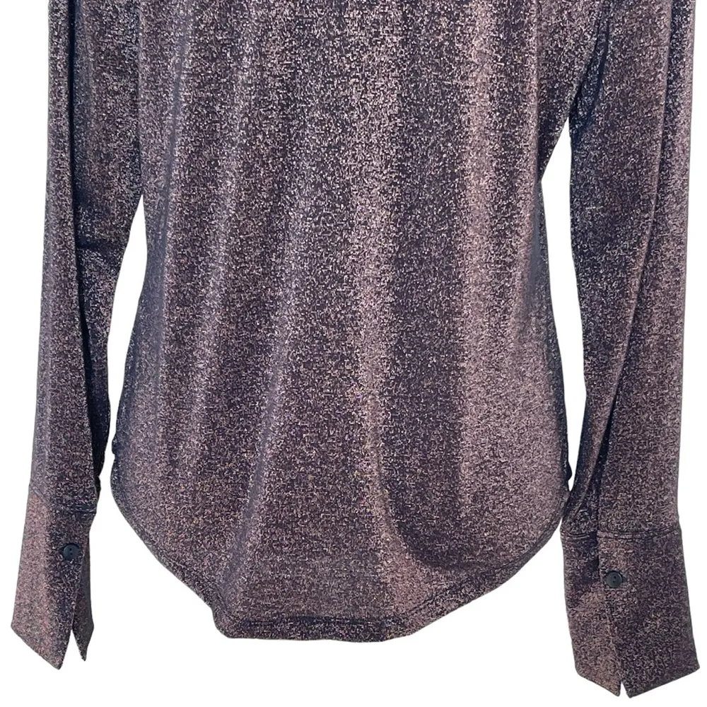 Sparkly Disco Button Up Shirt Women’s Size L Copper Shimmer - Image 8