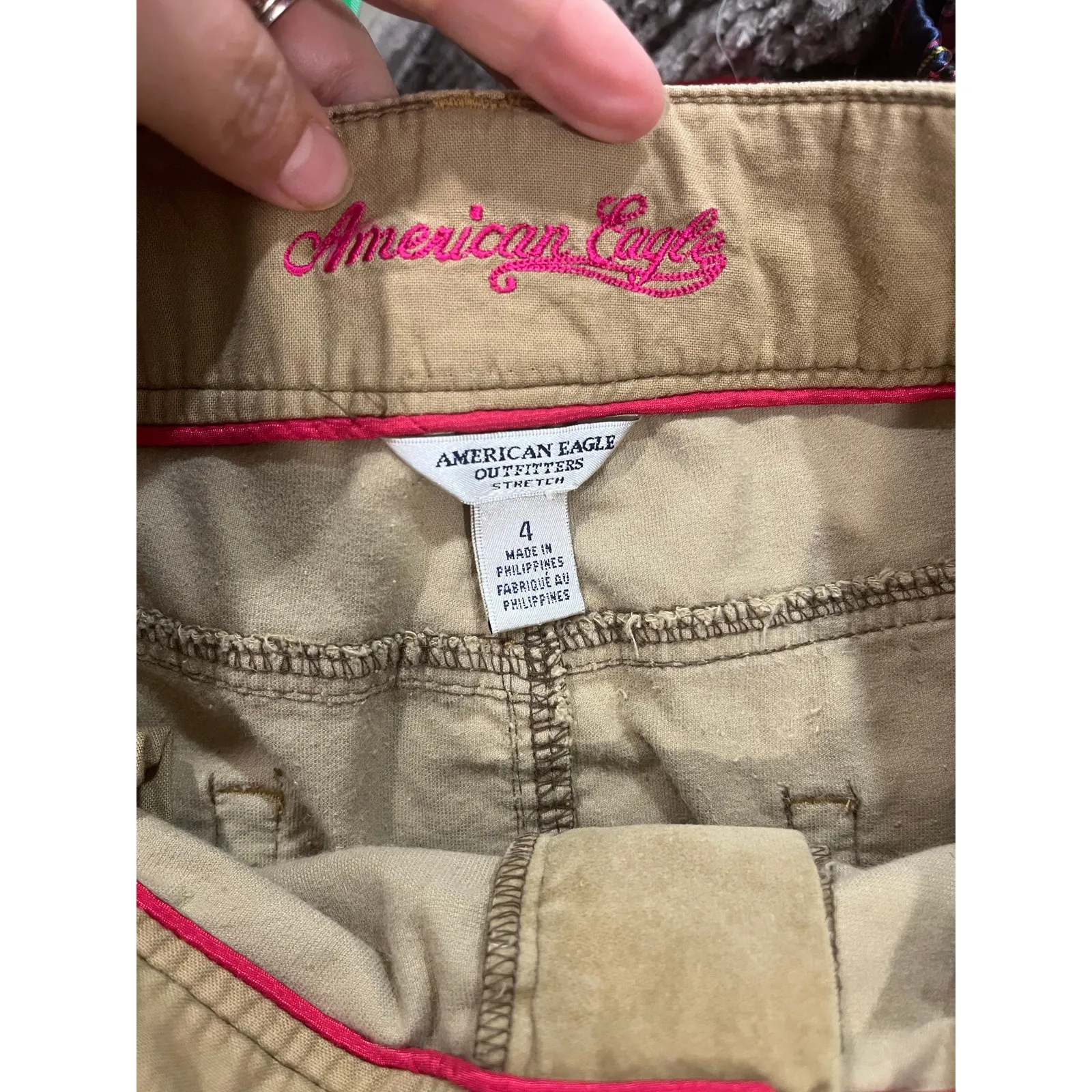 Vintage American Eagle Y2K Velour Mini Skirt Size 4 Tan with Belt - Image 5