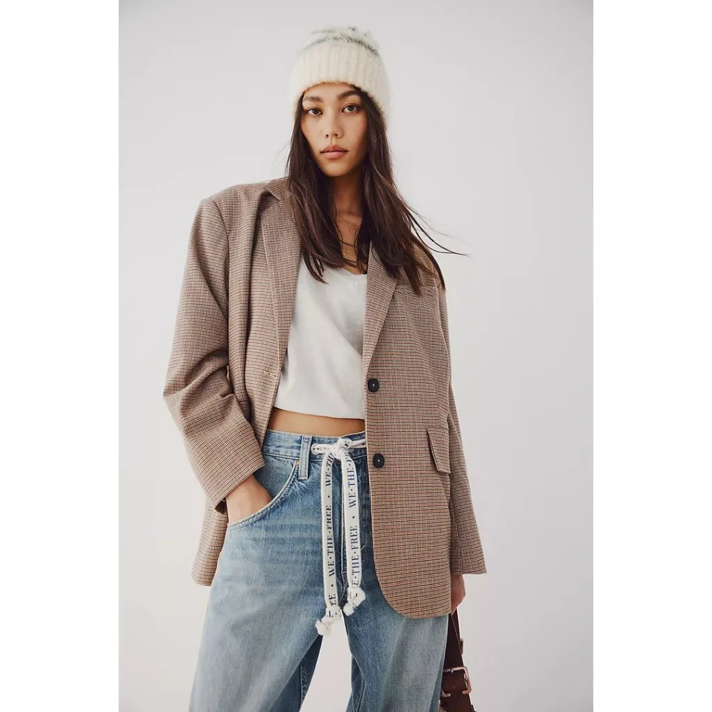 FREE PEOPLE Reggie Blazer in Ginger Combo Size Large - Image 9