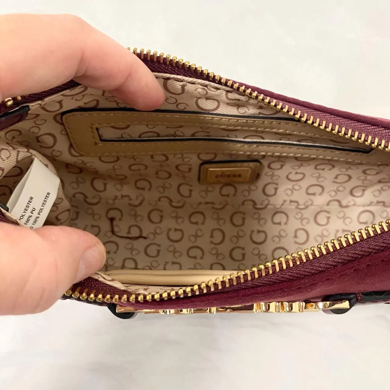 Guess Malva hobo bag Early 2000's Style Mini Shoulder Bag Burgundy Red Gold - Image 6