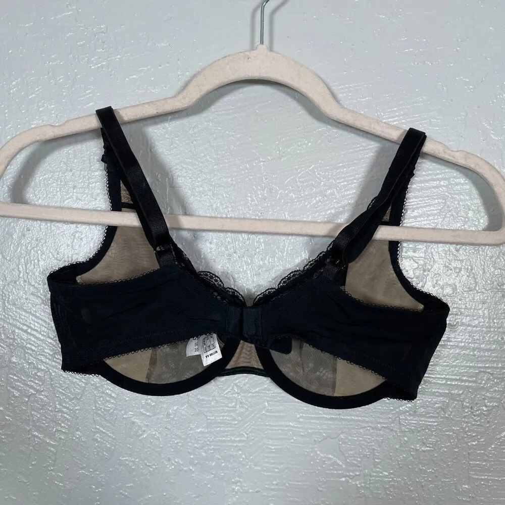 Wacoal Women 34D Black Beige All Dressed Up Lace Bra Unlined Underwire 851166 - Image 3