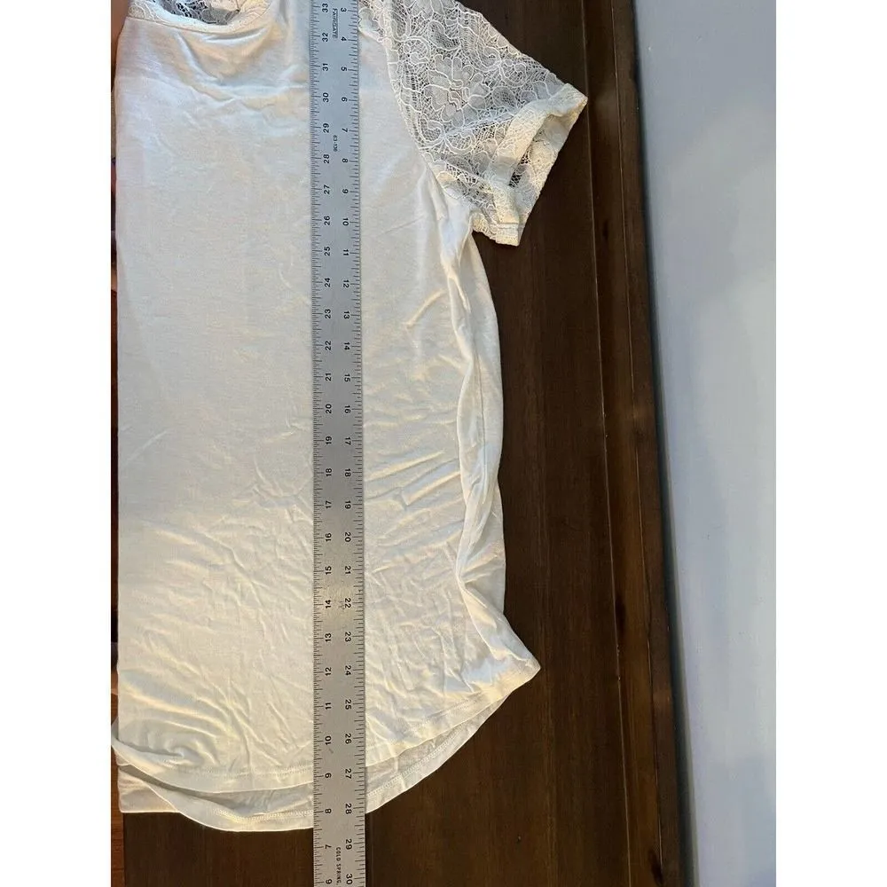 Apt 9 Women’s XL Off White Tshirt Lace Sleeves & Back Boho NEW - Image 7