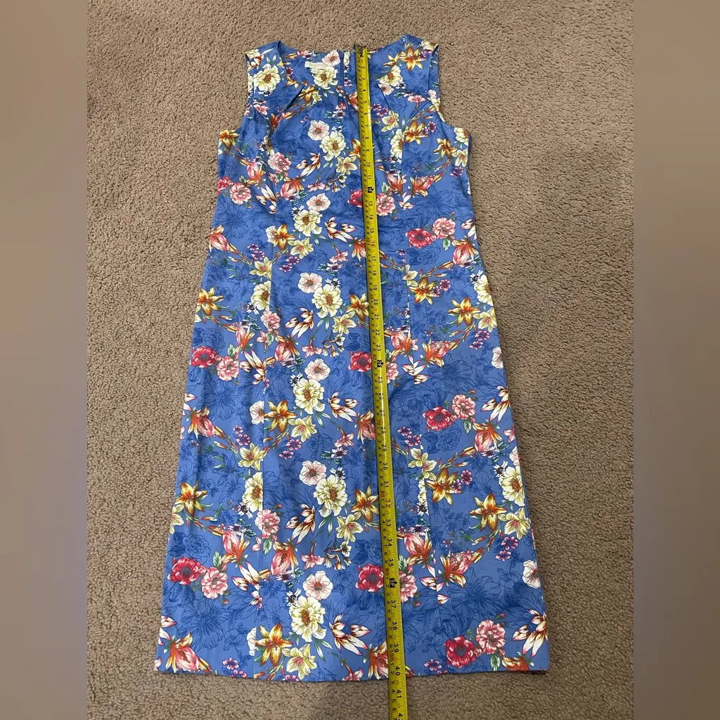 TALBOTS Y2K Springtime Blue Floral Midi Dress - Image 6