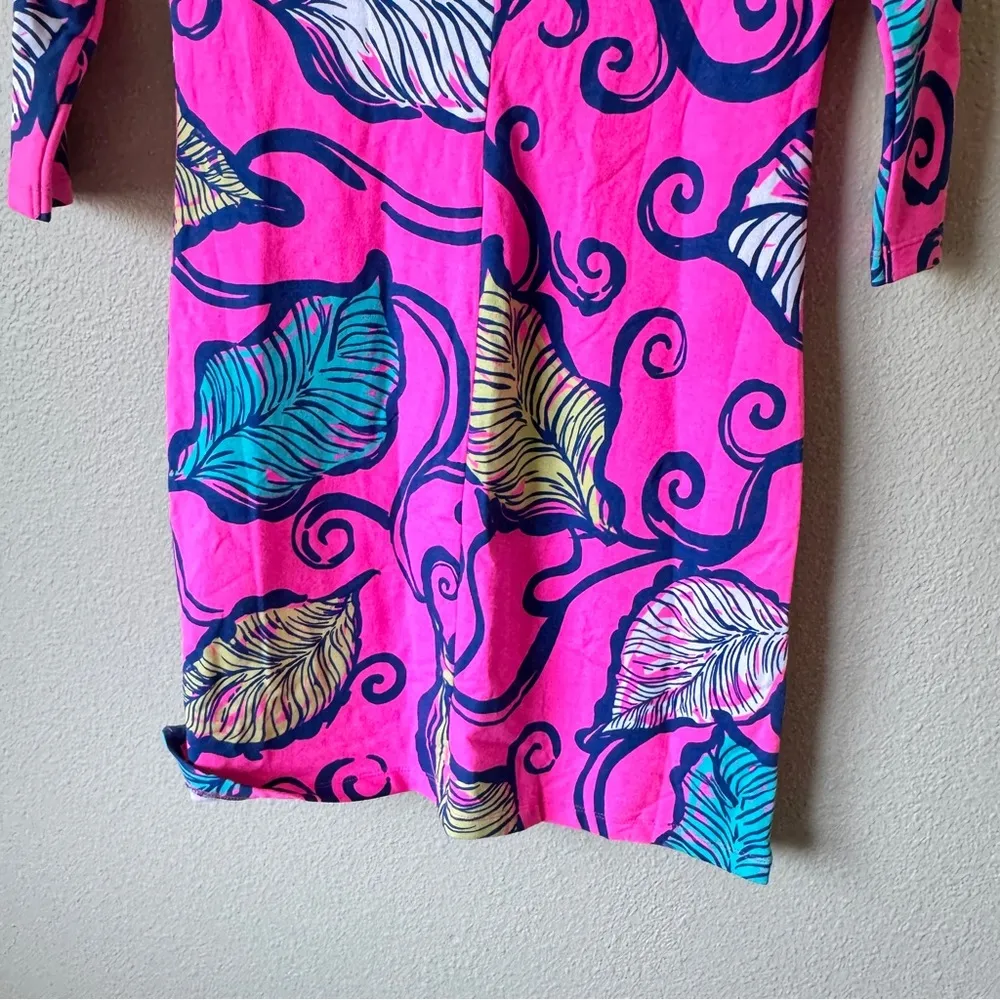 Lilly Pulitzer Hot Pink Leaf Print Mini Shift Dress Womens XS Beachy Summer - Image 6