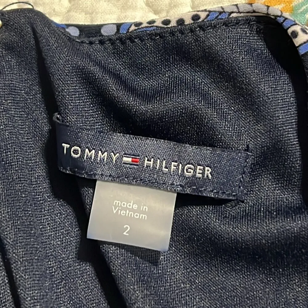 Tommy Hilfiger womens size 2 blue paisley stretch knit cropped wide leg jumpsuit - Image 9