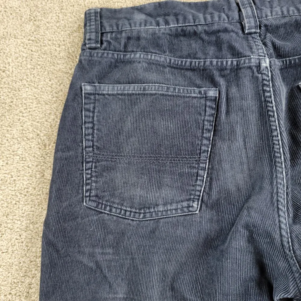 LL Bean Corduroy Pants 33/29 Blue Wide Straight Leg Casual Fall Winter - Image 4