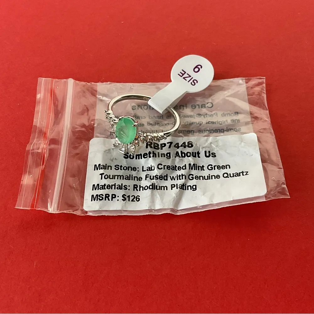 Bomb Party RBP7448 “Something About Us” Tourmaline/Quartz on Rhodium S9 Ring NWT - Image 5