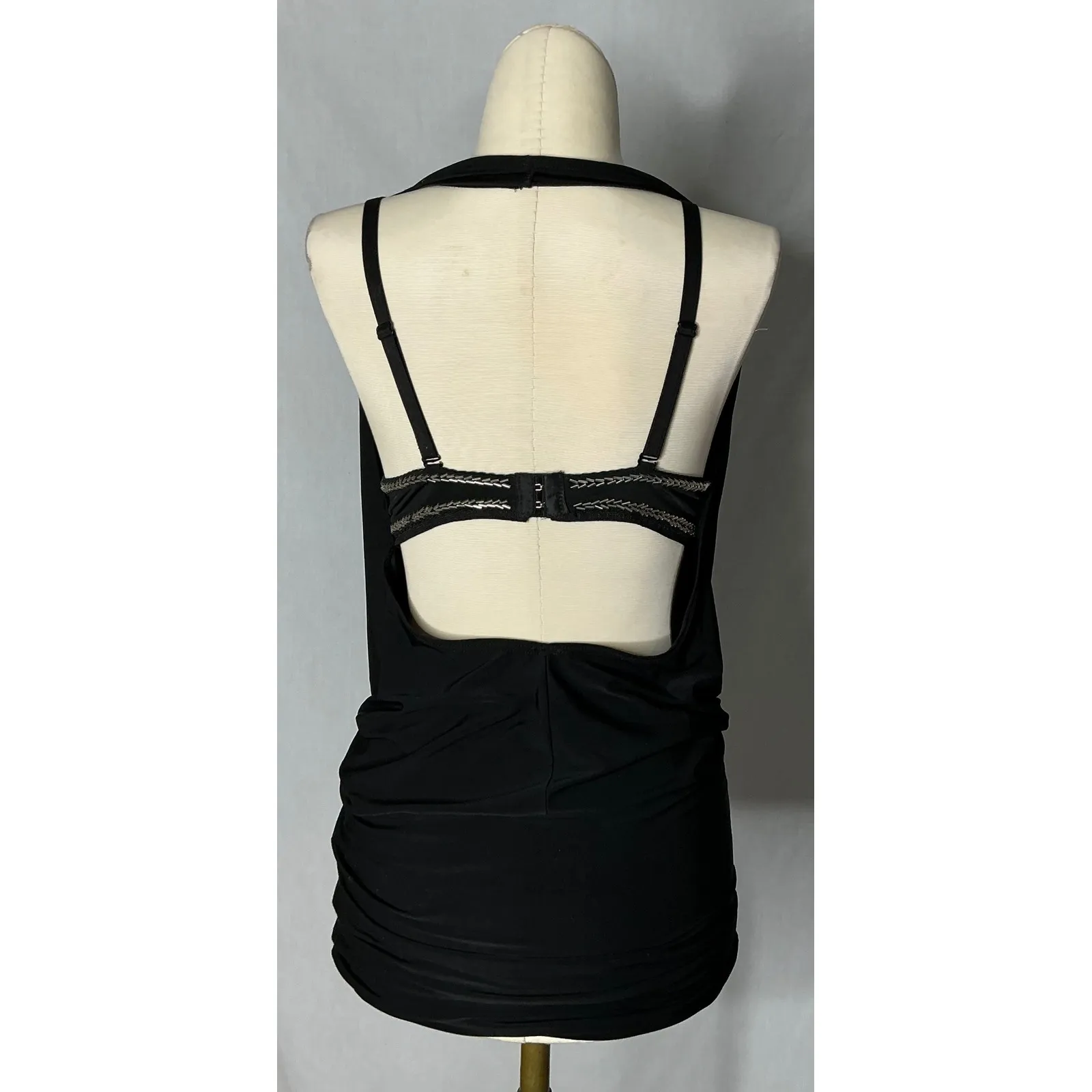 Love Culture Black Rhinestone Embellished Drape Halter Top‎ Size M USA Made - Image 5