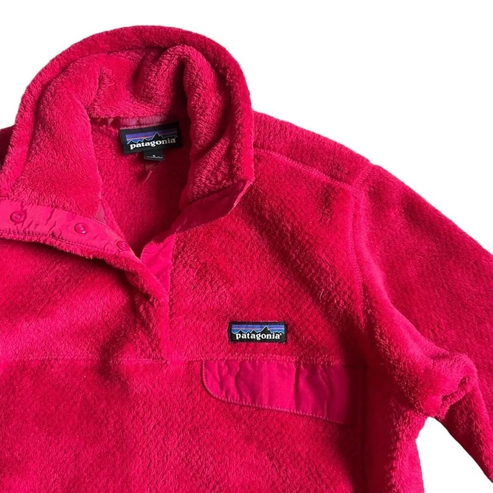 Patagonia Women’s Re-Tool Snap Funnel Neck Hot Pink Fleece Pullover Jacket Sz S - Image 2