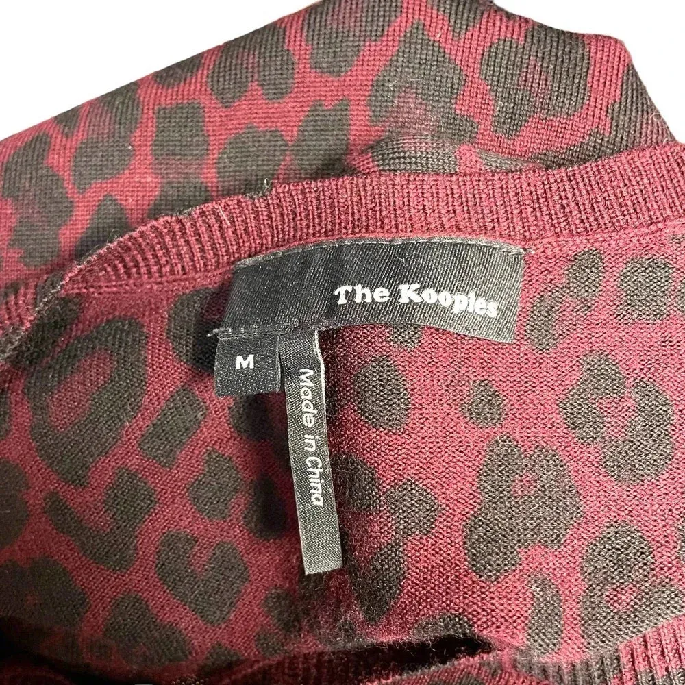 The Kooples Burgundy Leopard Animal Print Merino Wool Sweater Size Medium - Image 6