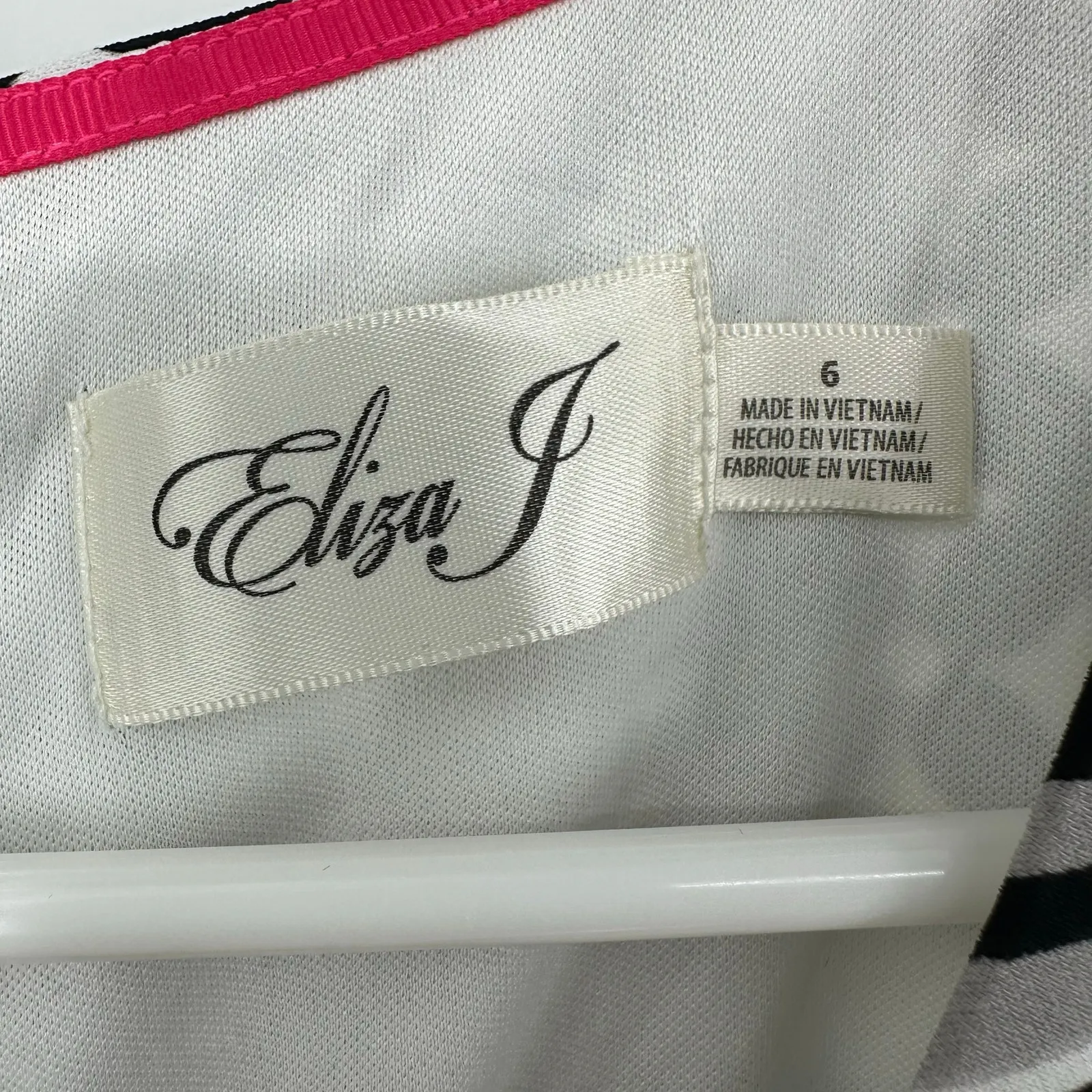 Eliza J Size 6 Elbow Length Sleeves Dress Black‎ White Pink Anti Wrinkle Travel - Image 3