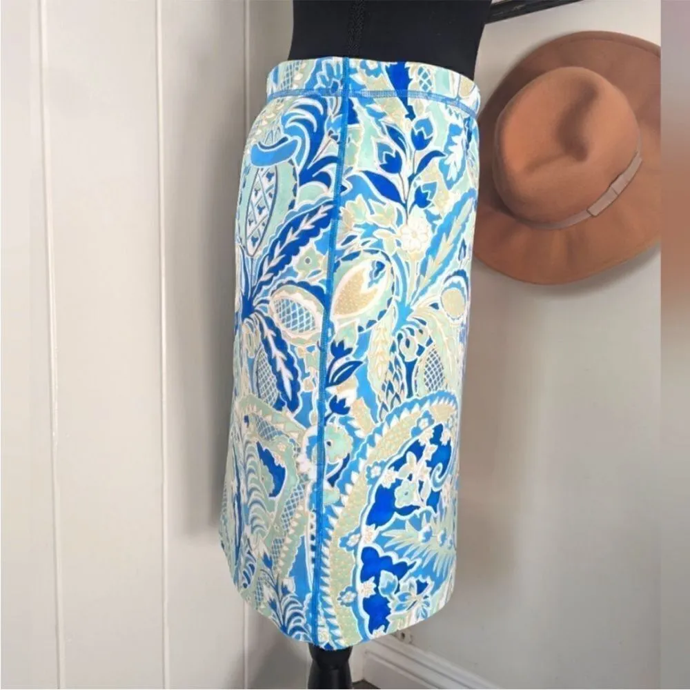 J. McLaughlin Paisley Floral Print Skirt M Coastal Cowgirl Whimsical Preppy - Image 4