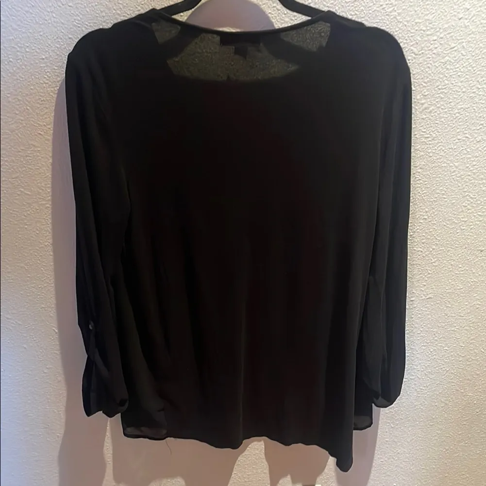 Christopher & Banks Black Blouse with Buttoned Sleeves - Image 4