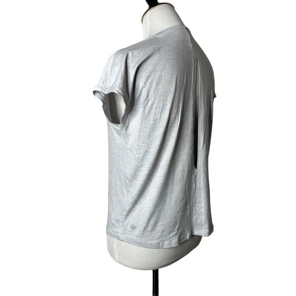 Yogalicious Open Back Workout Tank Top Women S Gray Athletic Cut‎ Out Gym Tee - Image 6