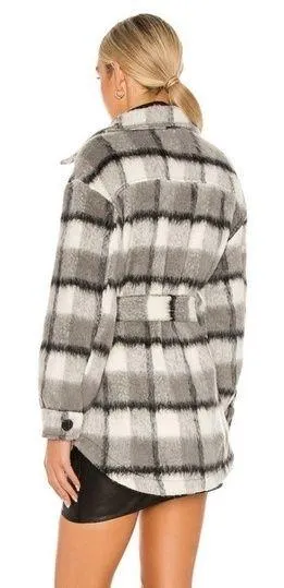 Line & Dot Harrison Wool Blend Jacket Shacket in Black and Grey XS - Image 2