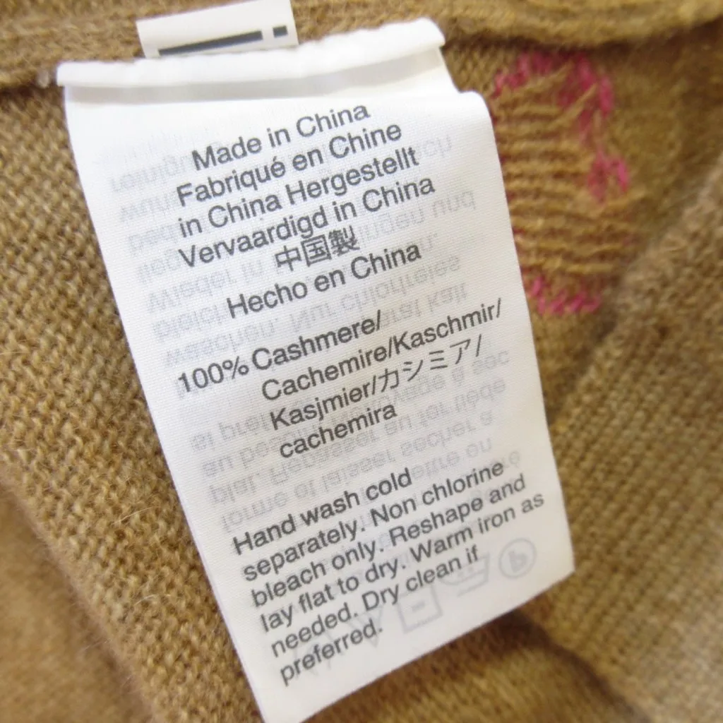 NWT J.Crew Long-sleeve Everyday Cashmere Crewneck in Camel Cherries Sweater L - Image 5