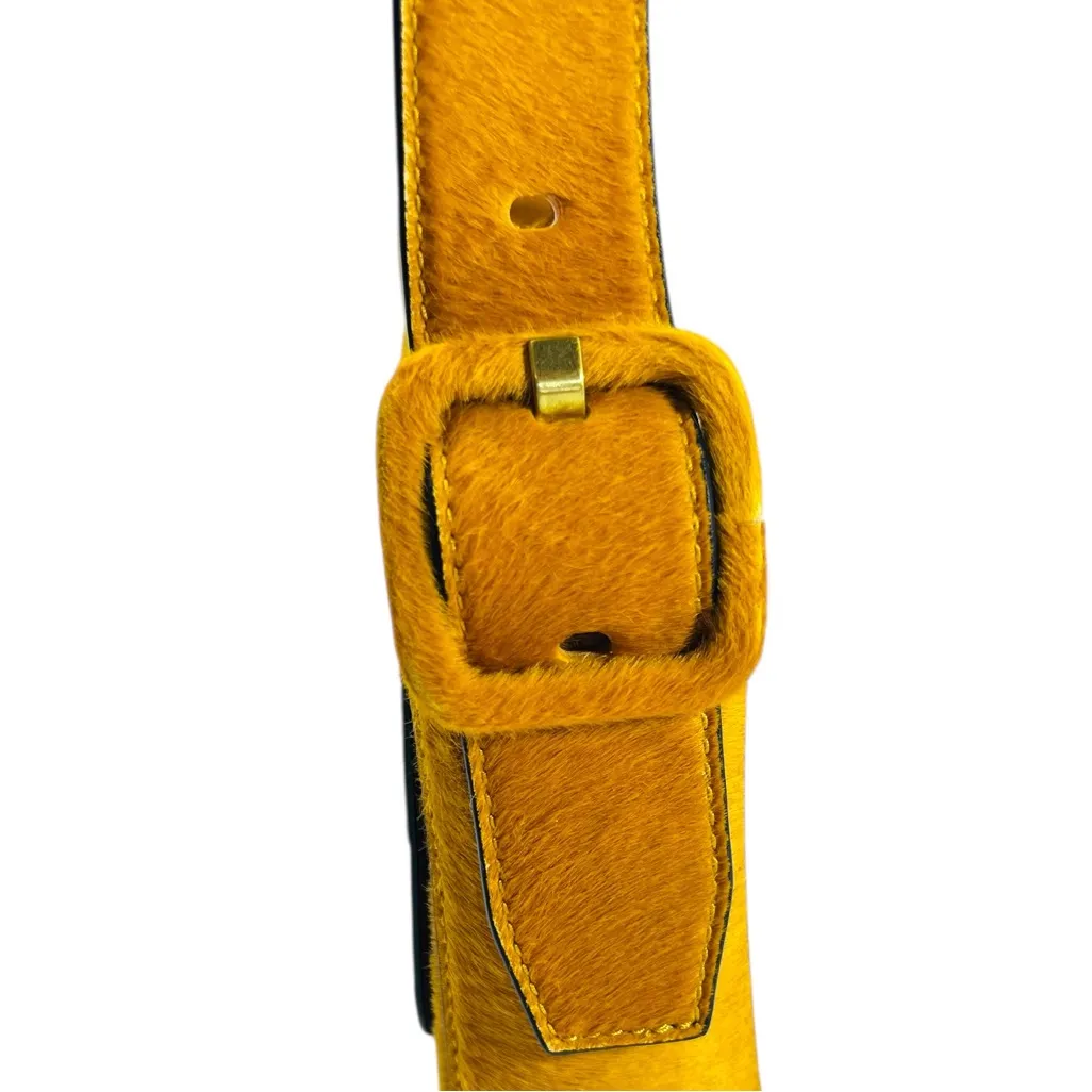 Tory Burch Sawyer Small Calf Hair Shoulder Bag in the color curry/gold - Image 10