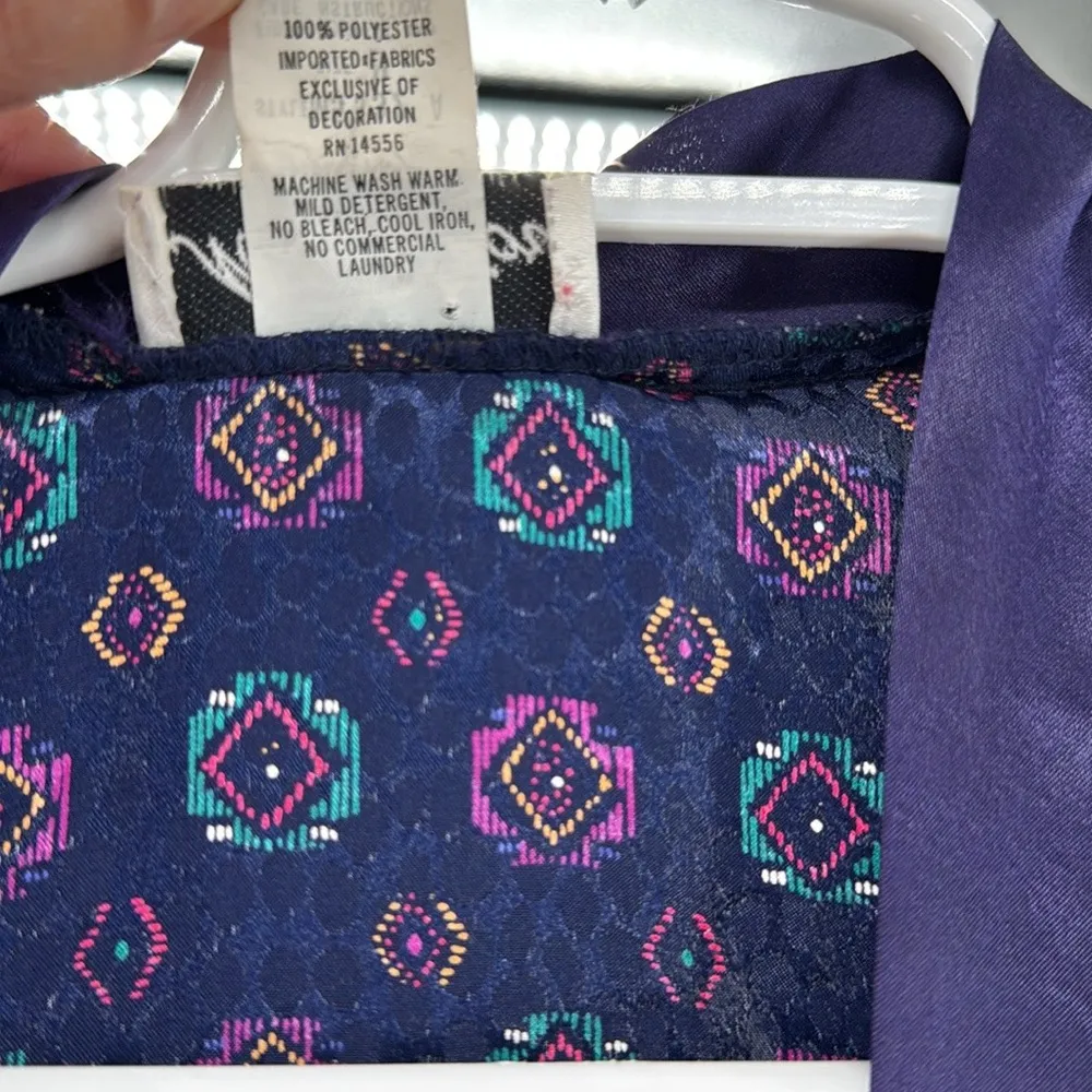 Miss Dior Women's Robe M purple blue gold trim silky lounge luxury vintage - Image 12