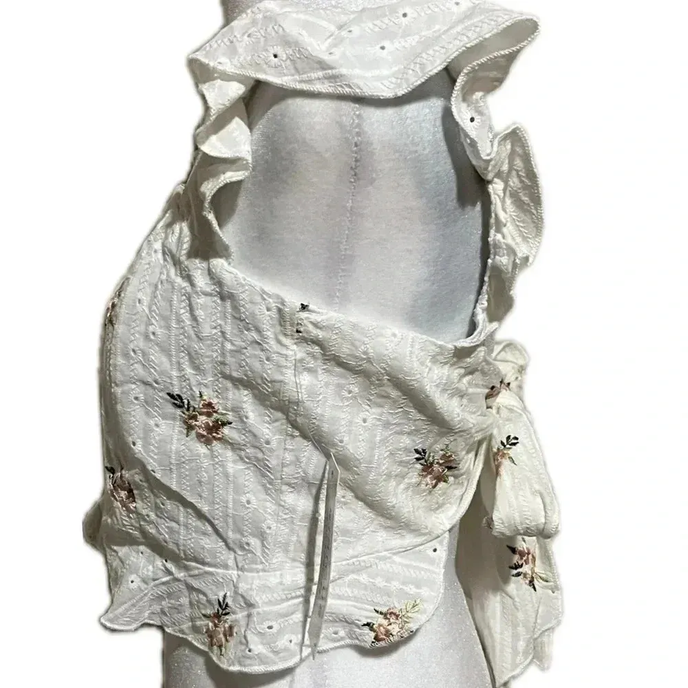 NWT Kurious tie back ruffle sleeve floral tank XS - Image 2