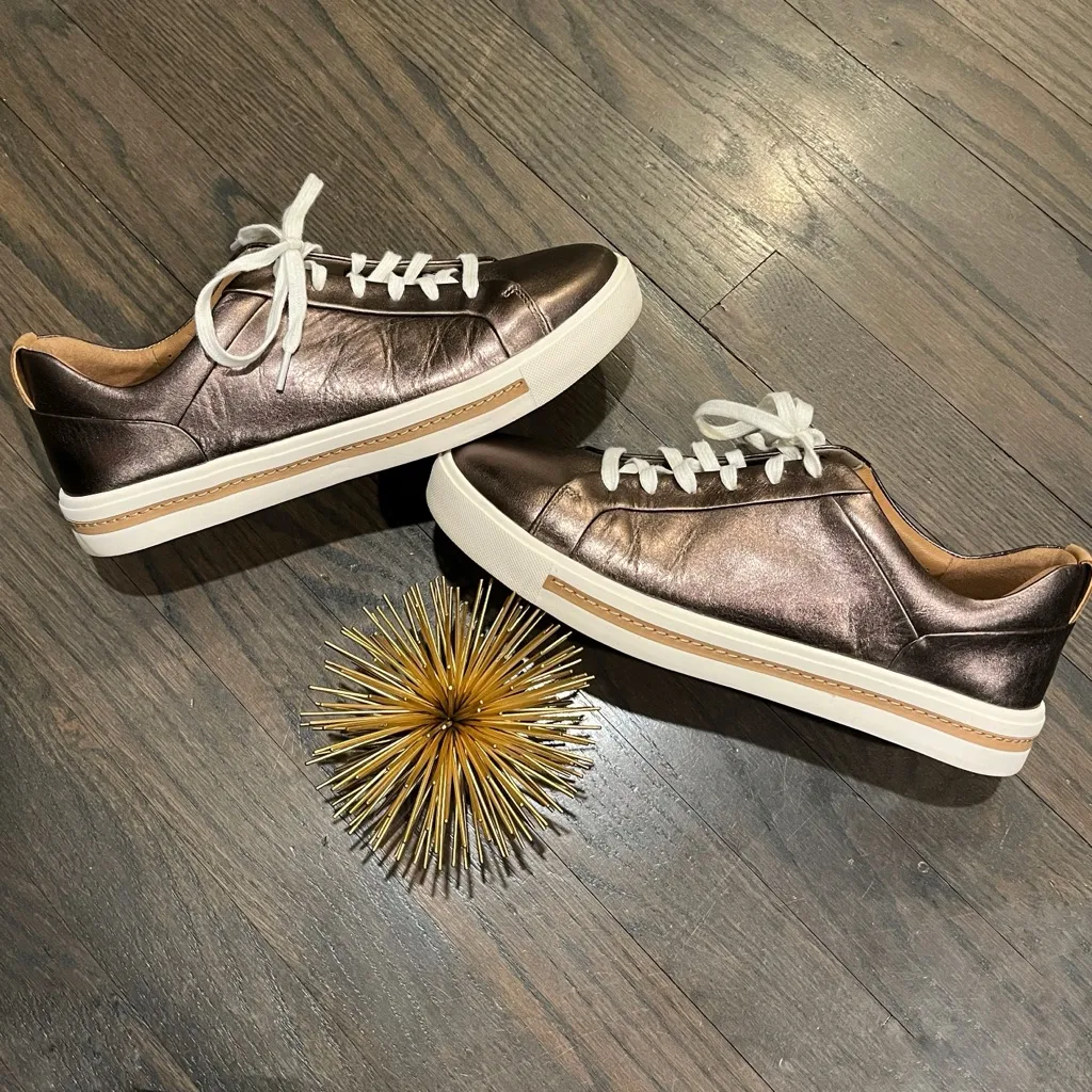 Clarks Women’s Unstructured 'Un Maui Lace' Leather Lace Up Shoes Bronze Sz 8.5 - Image 6