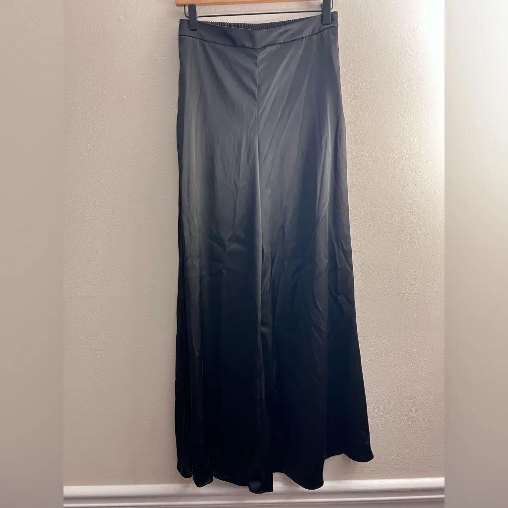 CAROLINE CONSTAS Black wide leg flowy Pull On pants silky elastic waist XS - Image 2
