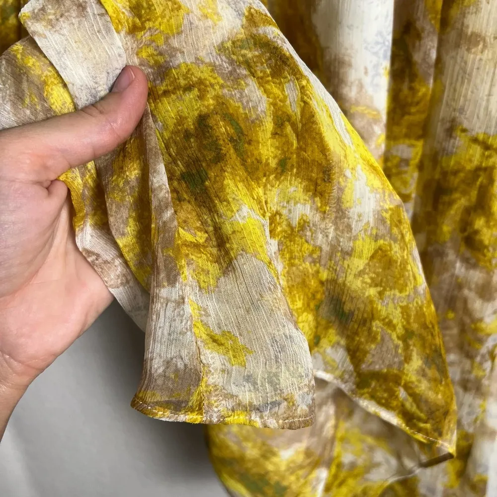 Joie Limited Edition Sunflower Porcelain Print Sleeveless Chiffon Mini Dress - Image 8