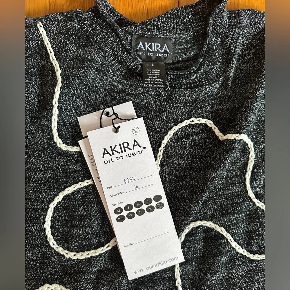 Akira Art to Wear Heather Grey Long-line Sleeveless Sweater w/ Chain, L, NWT - Image 5