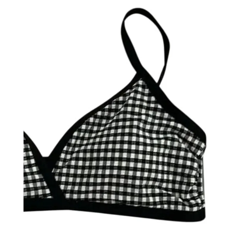 NWT Andie Swim The Cove Bikini Top Checkered Print Removable Cups L Black White - Image 2
