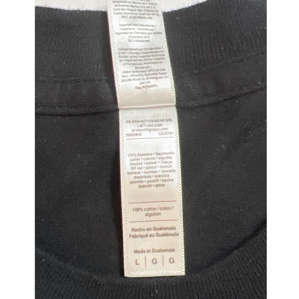 American Apparel Black Red “ WAM” Graphic Print Design T-shirt Sz L Women - Image 7