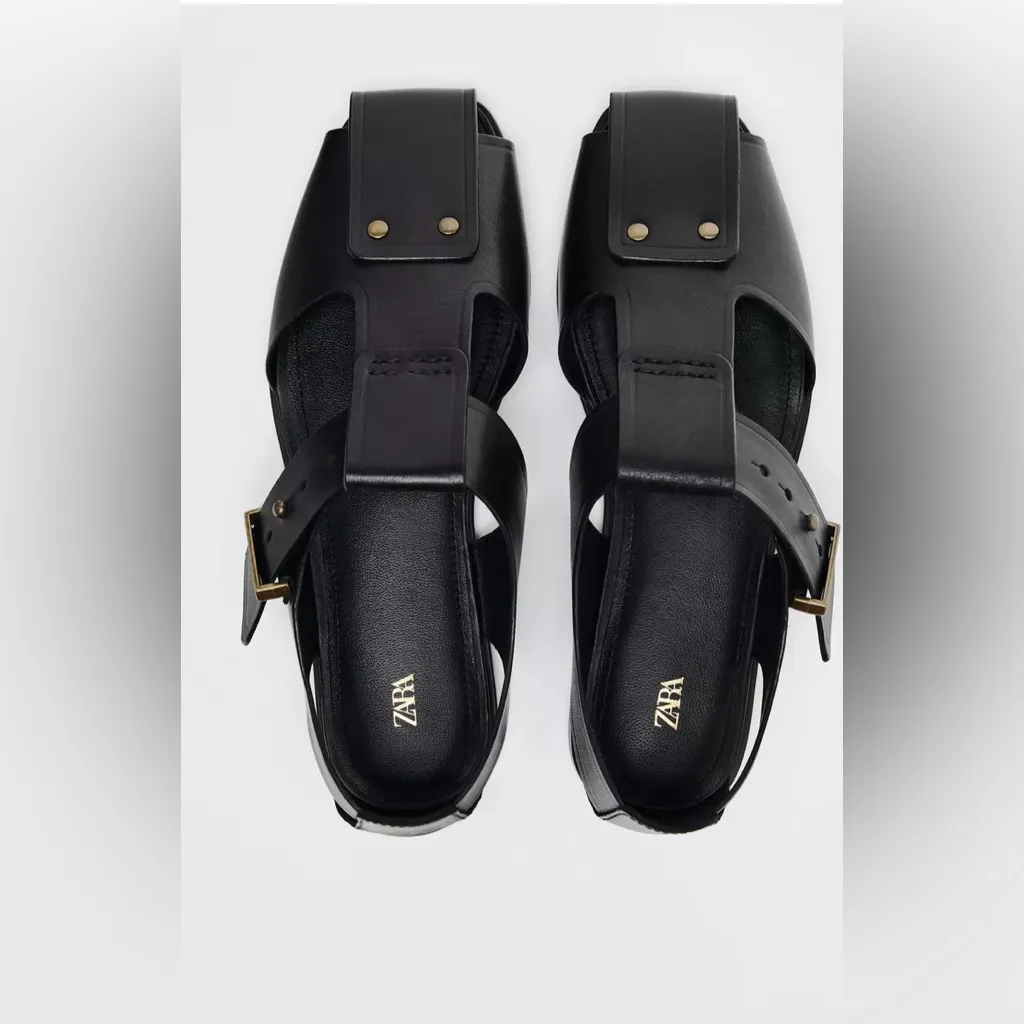 Zara cage studded 100%leather sandals - Image 3