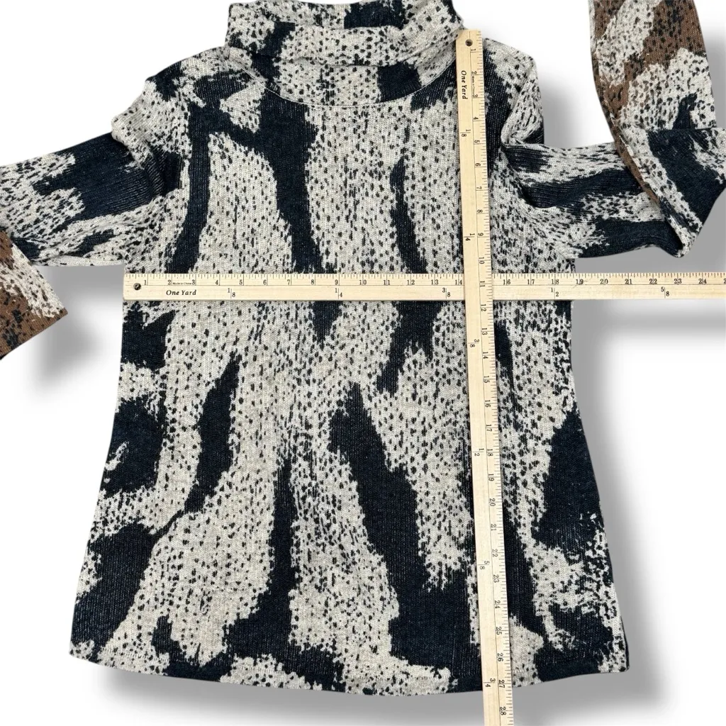 Nic+Zoe Tundra Turtleneck Pullover Sweater Indigo‎ Tan Black Medium - Image 13