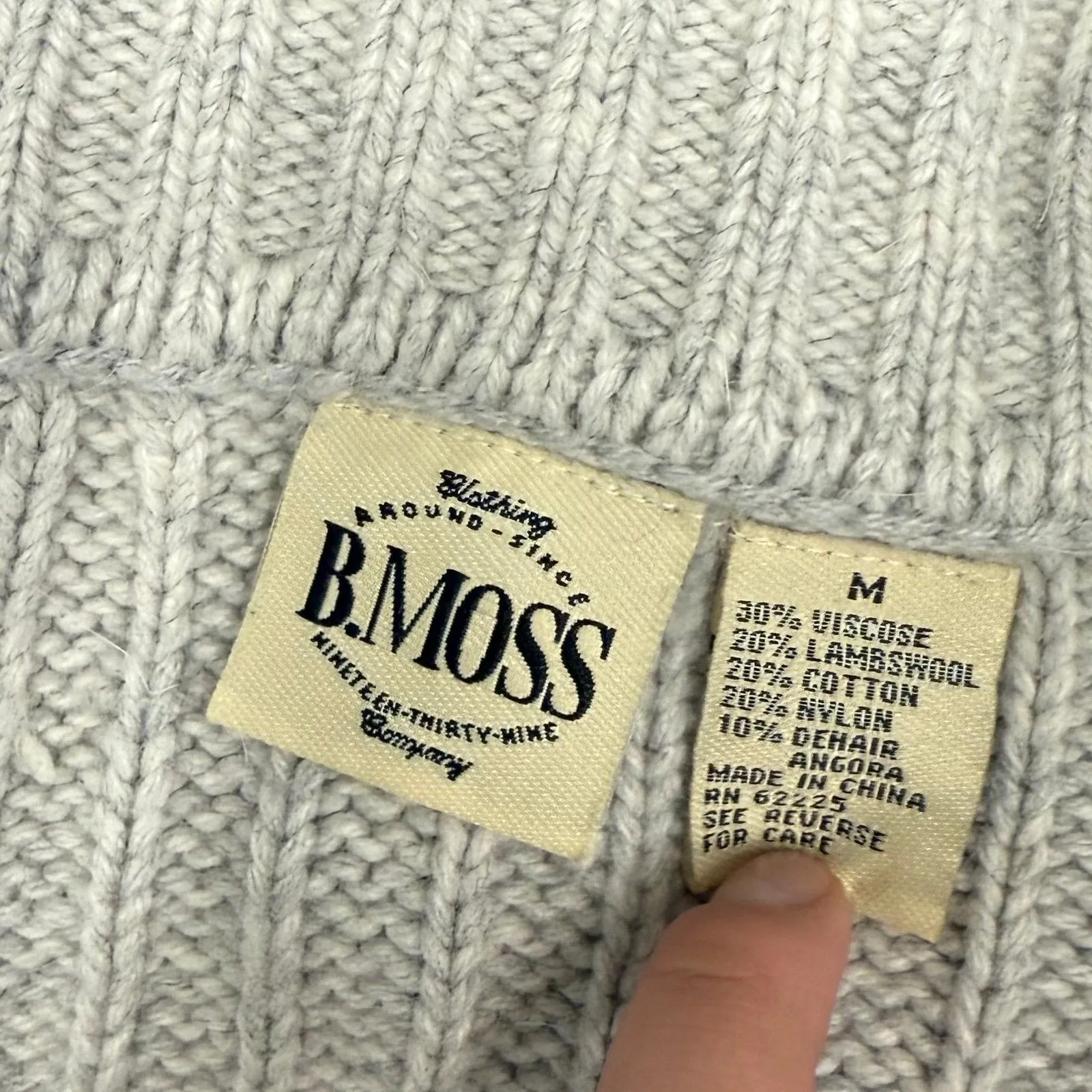 Vintage B Moss Lambswool Angora blend collared sweater cardigan Gray Size M - Image 2