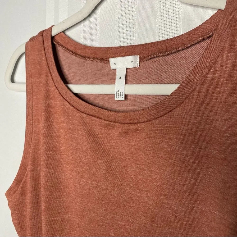 Nordstrom  Sleeveless Ruched Bodycon Mini Tank Dress Medium Orange Cocktail - Image 3