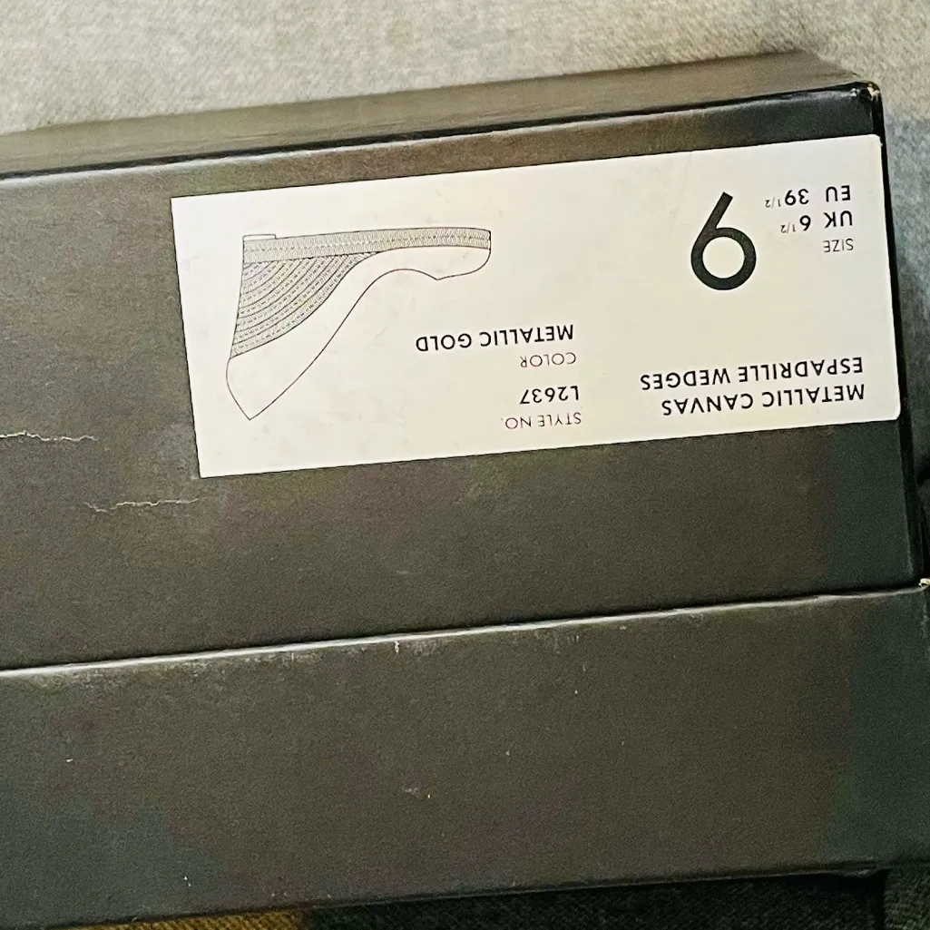 J.Crew Metallic Canvas Espadrille Woven Wedge Sandals - Metallic Gold - Image 7