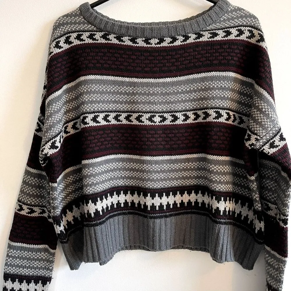 BB Dakota Striped Cropped Pullover Sweater - Medium - Image 5