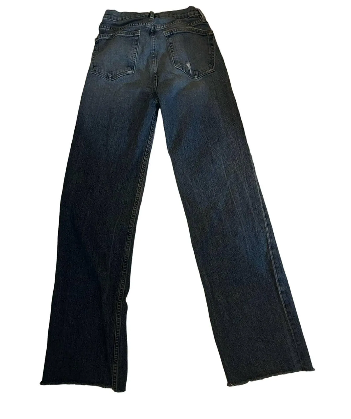 FRAME Denim Heritage California Wide Leg in Coldwater 24 Raw Cut Frayed Hem - Image 3