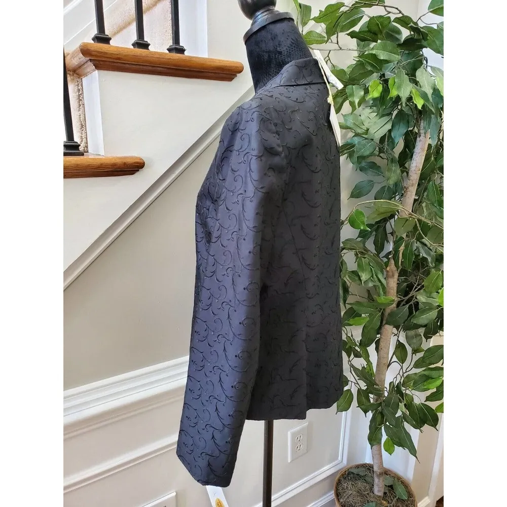 Talbots Womens Black 100% Silk Long Sleeve Single Breasted Fitted Blazer Size 10 - Image 3