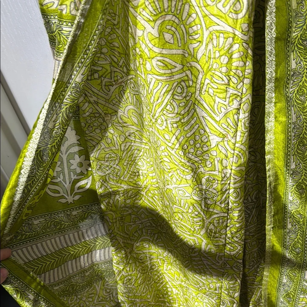 Earthbound Bohemian Vibrant Green Patterned Pants - Image 4