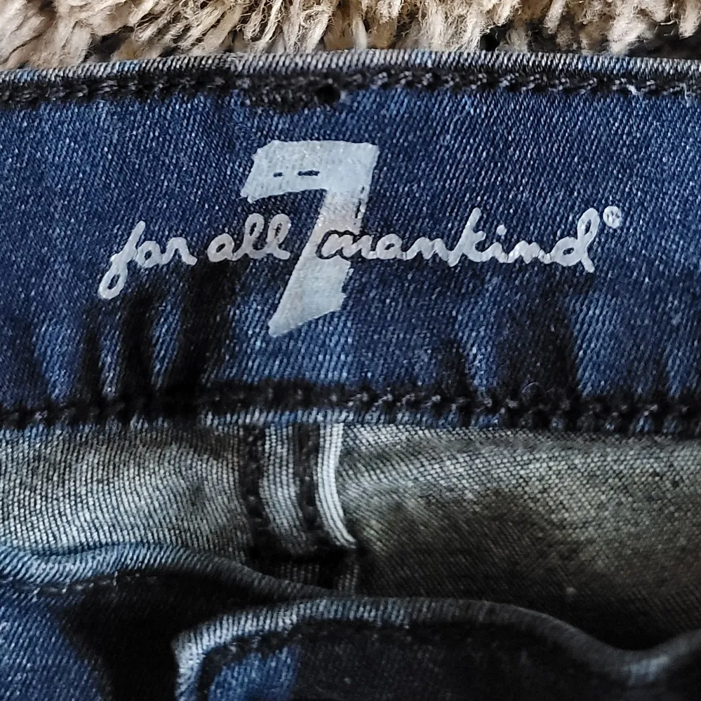 7 For All Mankind Dark Indigo High Waist Straight Leg Jeans 24 - Image 3